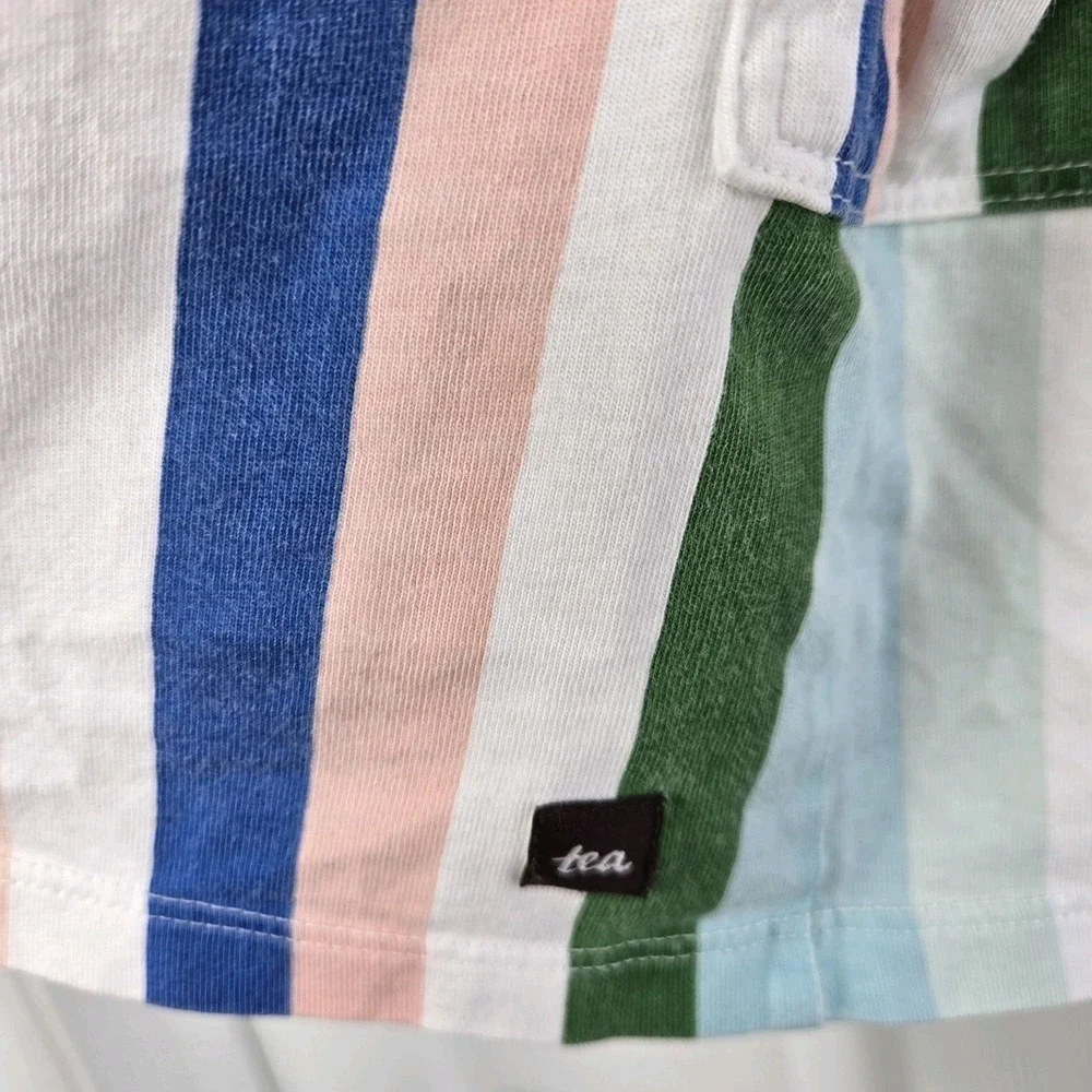 Tea‎ Collection Girls Flutter Sleeve Pocket Dress Size 8 Rainbow Stripes Cotton